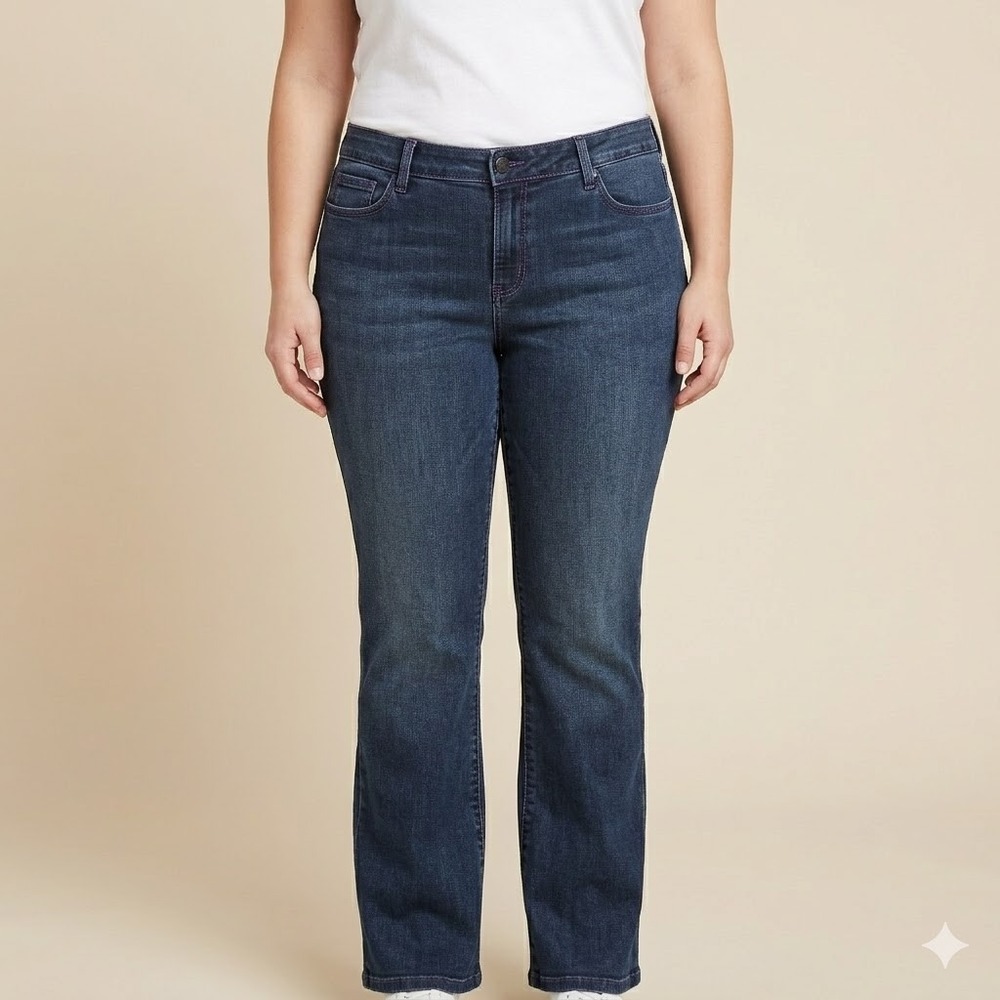 NYDJ Barbara Bootcut Jeans Lift Tuck Denim Size 16 Dark‎ Wash Blue